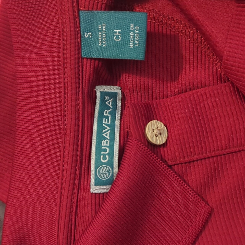 Cubavera Deep Red Polo With Horizontal Ribbed Texture Shirt - Picture 6 of 6